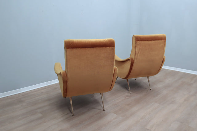 Mid century Lady style velvet armchairs 1950s