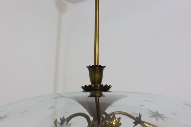 Mid-Century brass and glass chandelier Pietro Chiesa 1940s