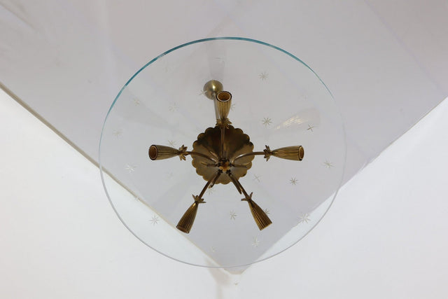 Mid-Century brass and glass chandelier Pietro Chiesa 1940s
