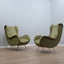 Pair of 1950s Senior Zanuso style Green Velvet Armchairs Poltrone anni 50 Grüne Zanuso Sessel Fauteuils Italian Mid-Century