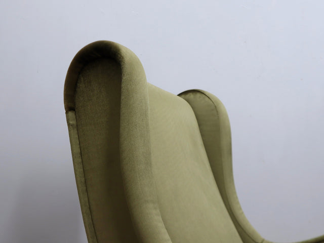Pair of 1950s Senior Zanuso style Green Velvet Armchairs Poltrone anni 50 Grüne Zanuso Sessel Fauteuils Italian Mid-Century