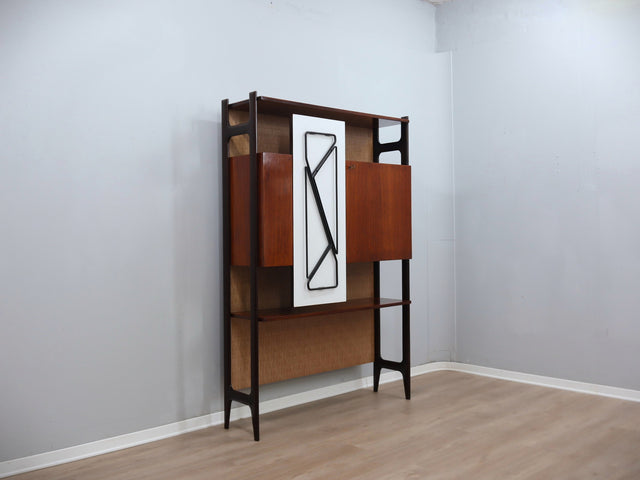 1950s Italian mid century bar cabinet with folding table