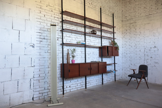 Mid century teak bookshelf wall unit 1950s