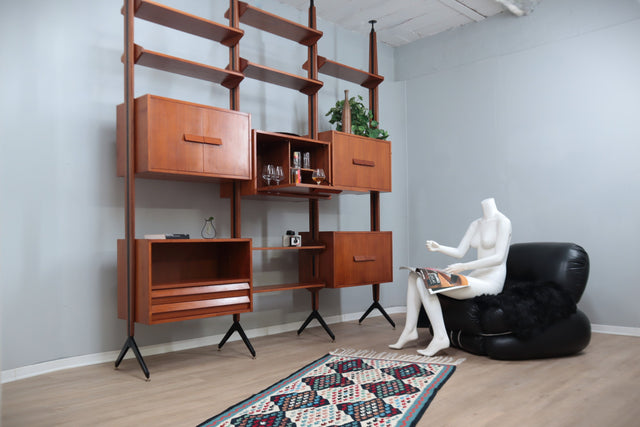 Mid century teak modular bookcase AV Arredamenti 1960s