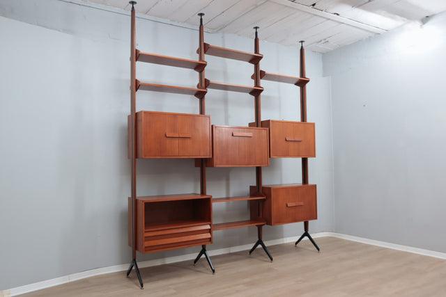 Mid century teak modular bookcase AV Arredamenti 1960s