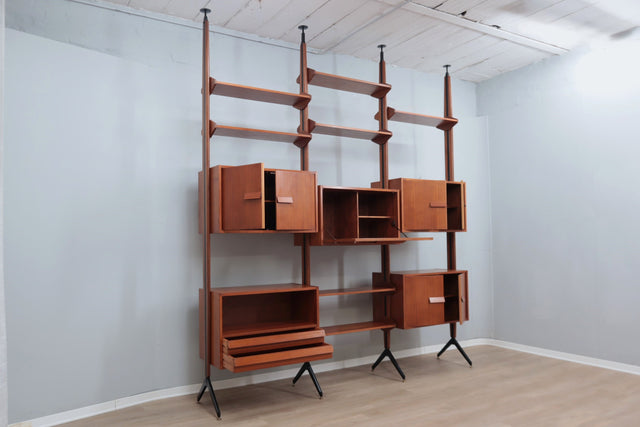 Mid century teak modular bookcase AV Arredamenti 1960s