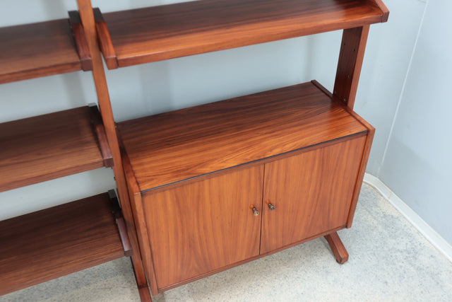 Mid century teak modular bookcase with folding desk 1950s