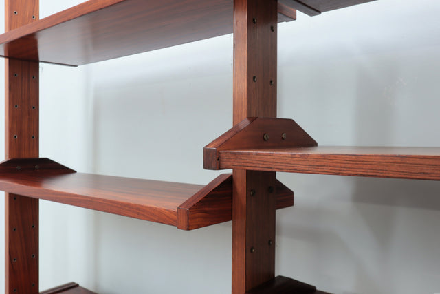 Mid century teak modular bookcase with folding desk 1950s