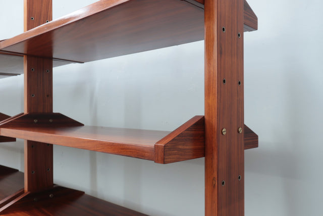 Mid century teak modular bookcase with folding desk 1950s