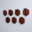 Set of 7 vintage teak wall hooks 1950s modular hexagonal design