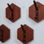 Set of 7 vintage teak wall hooks 1950s modular hexagonal design