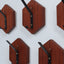 Set of 7 vintage teak wall hooks 1950s modular hexagonal design