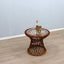 1950s Italian Franco Albini for Vittorio Bonacina woven rattan and bamboo round glass coffee table basse ronde en rotin et bambou