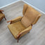 Camea 50s reclining armchairs mustard velvet. Poltrone vintage legno massello. Fauteuils rétro moutarde. 50er Samt Sessel. Sillones mid-century retro