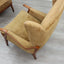 Camea 50s reclining armchairs mustard velvet. Poltrone vintage legno massello. Fauteuils rétro moutarde. 50er Samt Sessel. Sillones mid-century retro