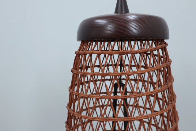 Mid century scandinavian tripode rattan floor lamp 1950s