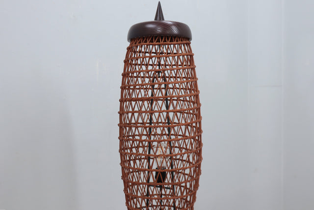 Mid century scandinavian tripode rattan floor lamp 1950s