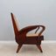 Mid century teak wood and Vienna straw armchair 1950s