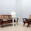 Mid century teak wood and Vienna straw armchair 1950s