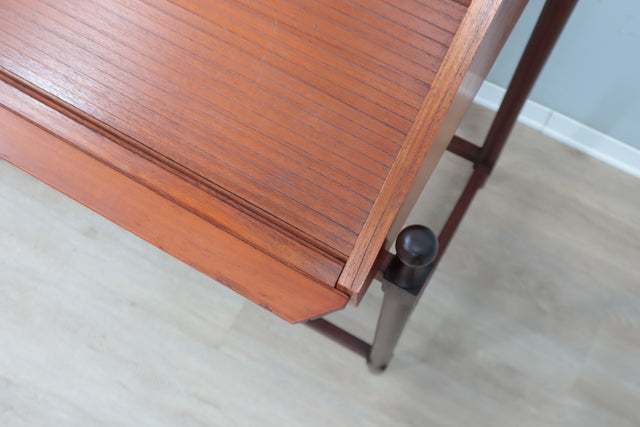 Mid century roll-top shutter teak desk F.lli Proserpio 1960s