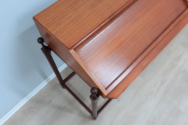 Mid century roll-top shutter teak desk F.lli Proserpio 1960s