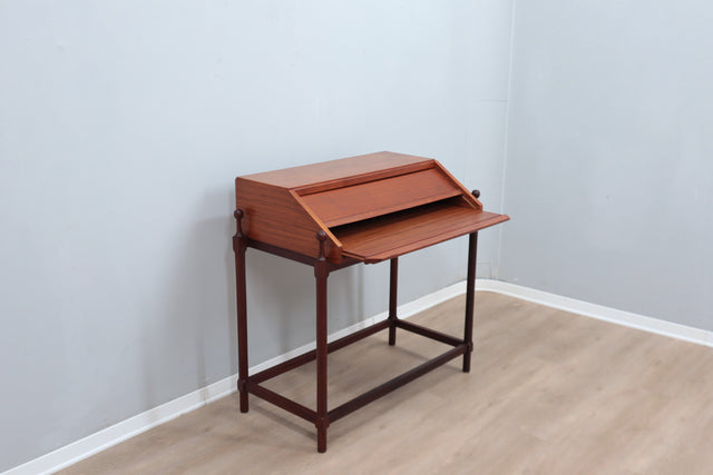 Mid century roll-top shutter teak desk F.lli Proserpio 1960s