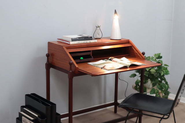 Mid century roll-top teak desk F.lli Proserpio 1960s