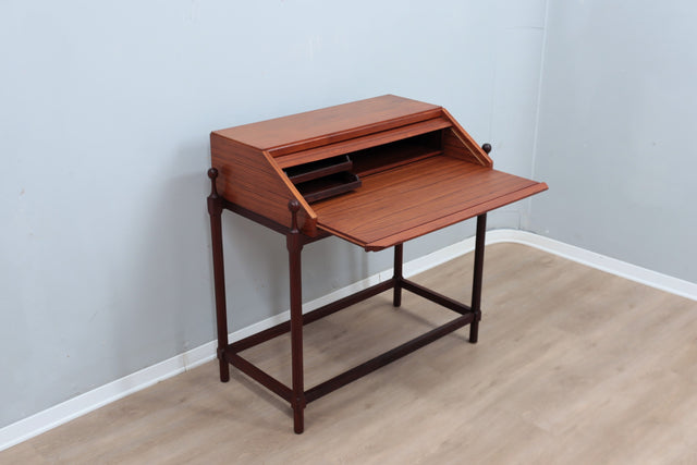 Mid century roll-top shutter teak desk F.lli Proserpio 1960s