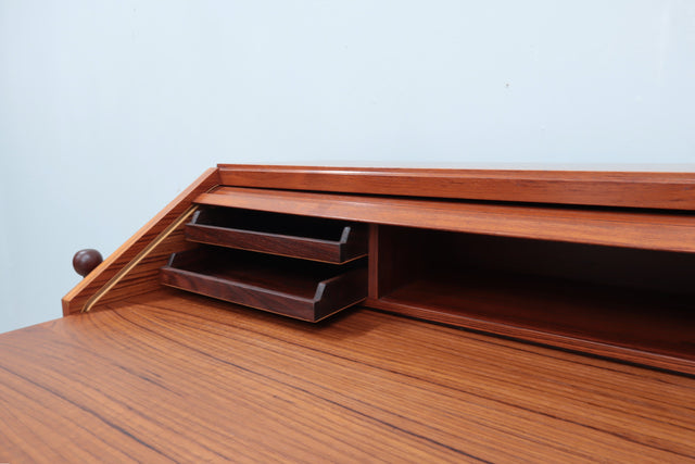 Mid century roll-top shutter teak desk F.lli Proserpio 1960s