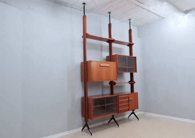 Mid century modular teak bookcase AV Arredamenti 1960s