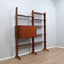 1950s teak modular wall unit: self-supporting bookcase & bar cabinet, bibliothèque en teck, Teak Regalsystem, librería modular, mobile bar vintage.