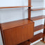 1950s teak modular wall unit: self-supporting bookcase & bar cabinet, bibliothèque en teck, Teak Regalsystem, librería modular, mobile bar vintage.