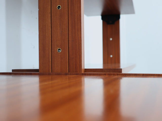 1950s teak modular wall unit with drop-front bar