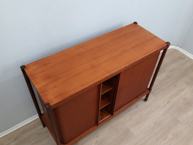 F.lli Proserpio teak sideboard: Mobile anni 50 grissinato, tambour doors cabinet, Mid-century italienisches Design, aparador teca, buffet vintage.