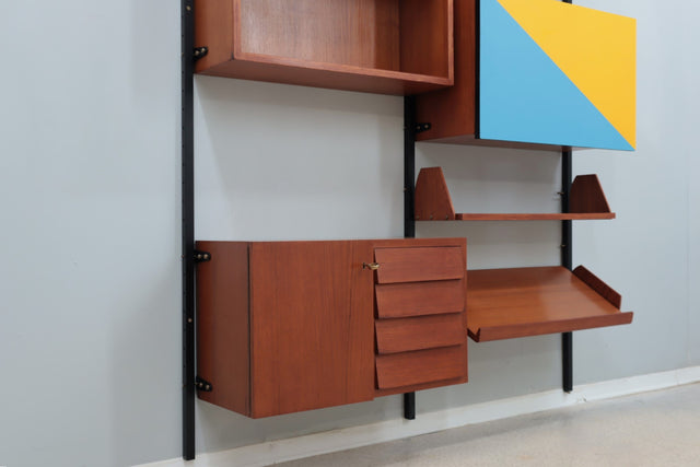 Mid century modular wall teak bookcase  1950s