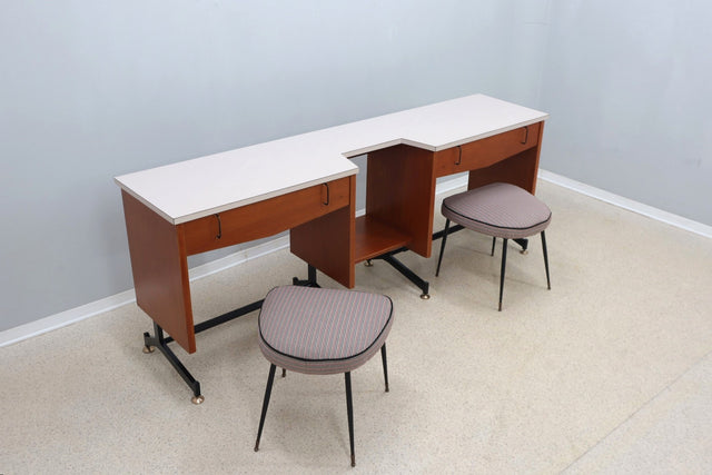 Mid century two-seater desk De Carli 1950s (attr.)