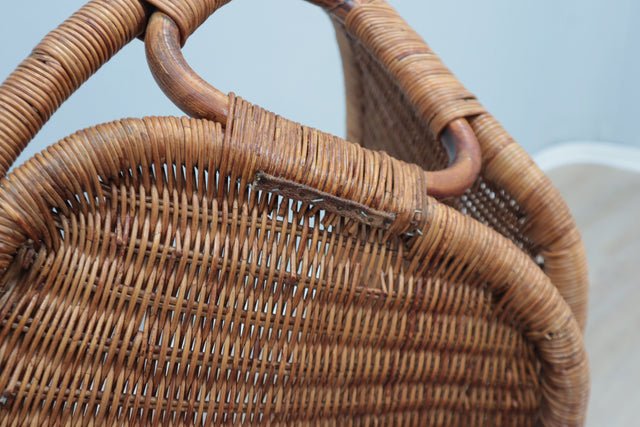 Mid century Italian design rattan and wicker scoop chair 1950s