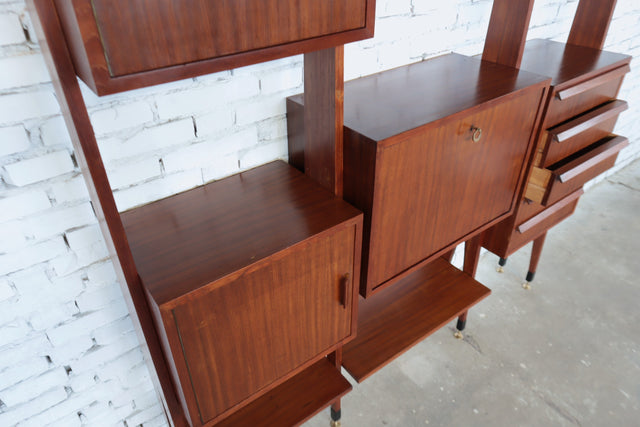 Elegant mid-century Italian Wall Unit & Bookcase, 1950s