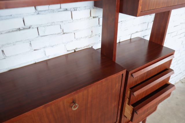 Elegant mid-century Italian Wall Unit & Bookcase, 1950s