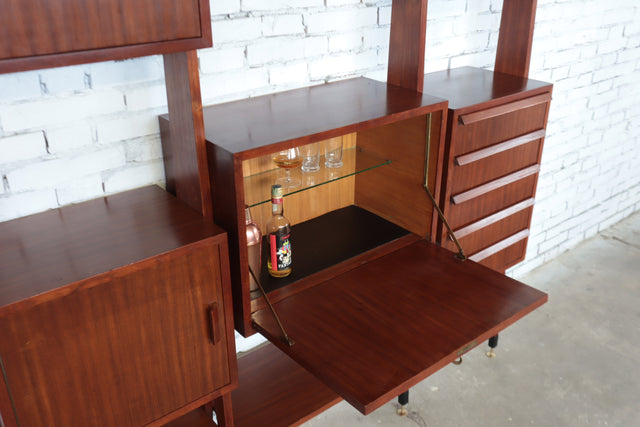 Elegant mid-century Italian Wall Unit & Bookcase, 1950s