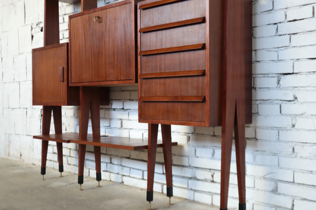 Elegant mid-century Italian Wall Unit & Bookcase, 1950s