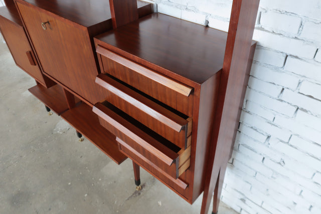 Elegant mid-century Italian Wall Unit & Bookcase, 1950s