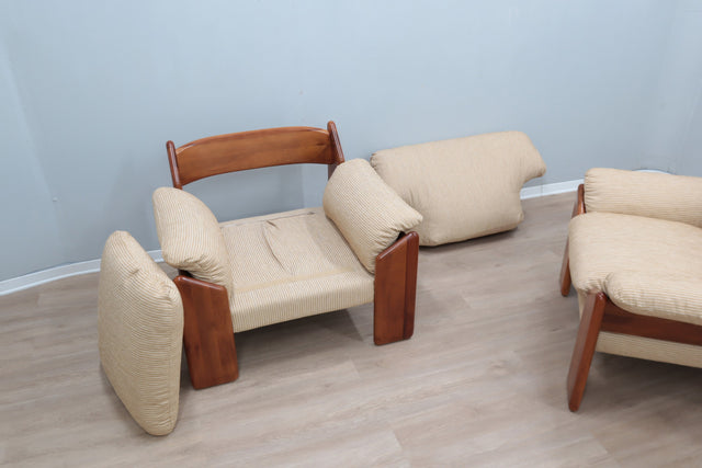 Pair of vintage walnut armchairs MOBIL GIRGI 1970s