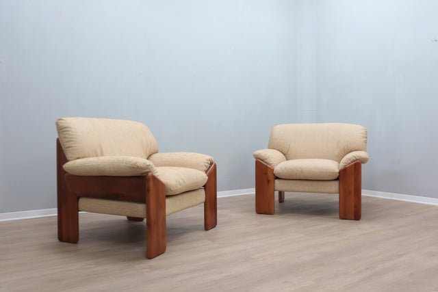 Pair of vintage walnut armchairs MOBIL GIRGI 1970s