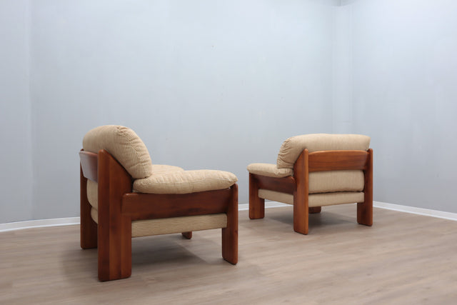 Pair of vintage walnut armchairs MOBIL GIRGI 1970s