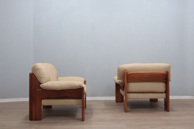 Pair of vintage walnut armchairs MOBIL GIRGI 1970s