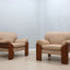 Vintage walnut armchairs MOBIL GIRGI 1970s, set of 2