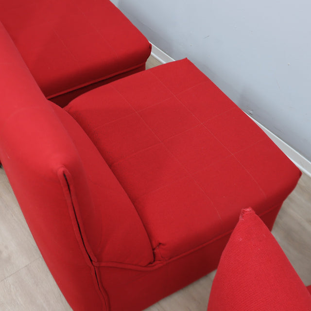 Set 4 red 1970s Baia modular chairs by Citterio & Nava. 4 fauteuils modulables Baia Citterio Nava. 4er Set Baia Sessel Citterio Nava 1970.