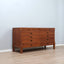 1970s Italian walnut multi-drawer credenza, recessed handles, solid wood feet. Mobile anni 70 noce massello. Buffet vintage en noyer. Sideboard Design.