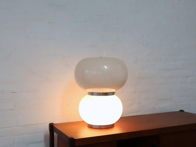 Murano pulegoso glass double shade table lamp Mazzega 1970s